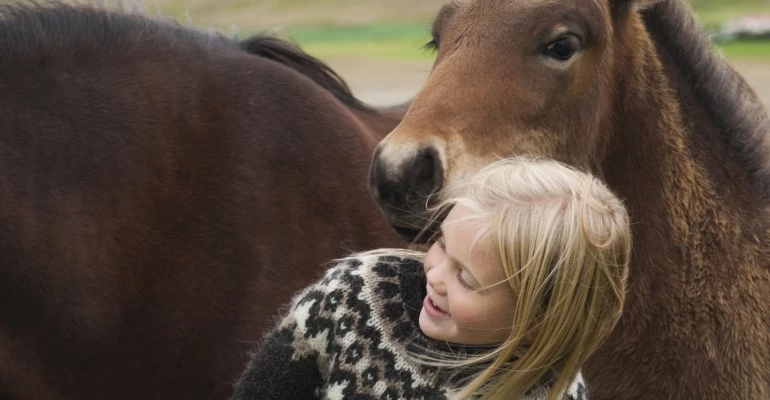 ijsland met kinderen paardrijden